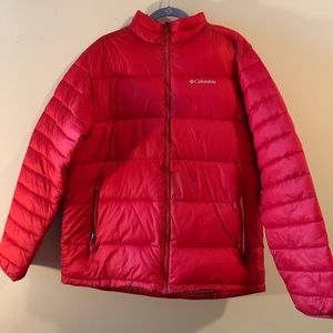 Men’s red puffer Columbia jacket